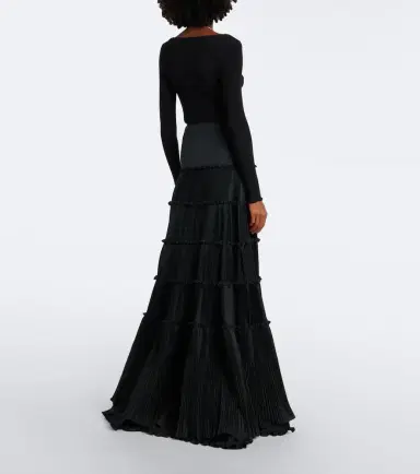 BLUMARINE Plissé tiered taffeta maxi skirt | Thumbnail 2