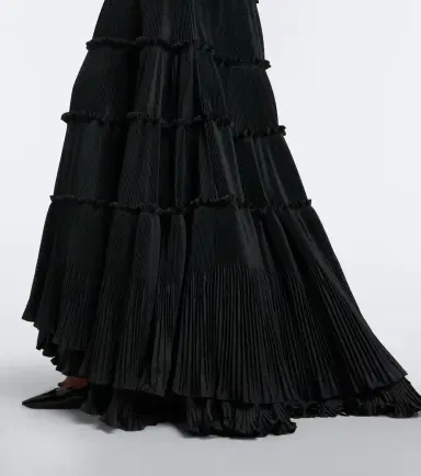 BLUMARINE Plissé tiered taffeta maxi skirt | Thumbnail 4