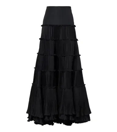BLUMARINE Plissé tiered taffeta maxi skirt | Thumbnail 1