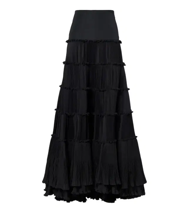 BLUMARINE Plissé tiered taffeta maxi skirt