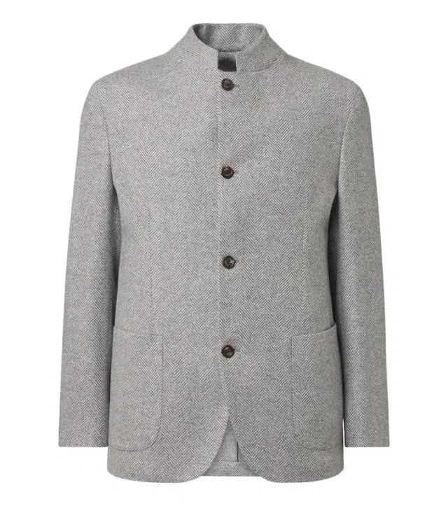 ELEVENTY Herringbone cashmere and silk blazer