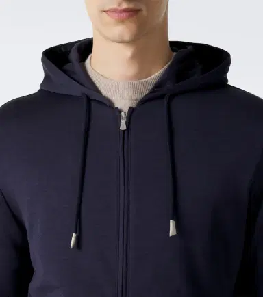 ELEVENTY Silk and cotton-blend zip-up hoodie | Thumbnail 4