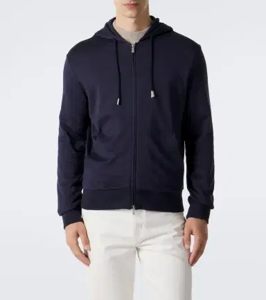ELEVENTY Silk and cotton-blend zip-up hoodie | Thumbnail 5