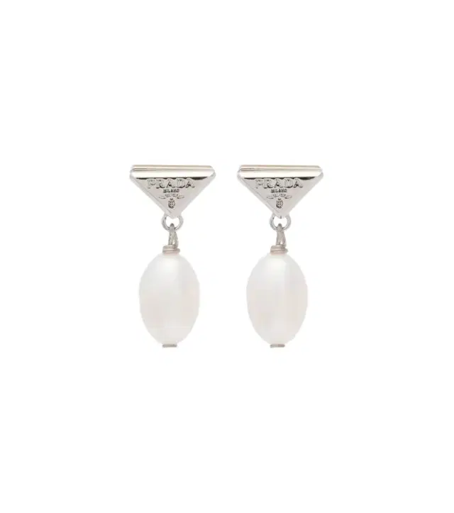 Prada Logo pearl earrings