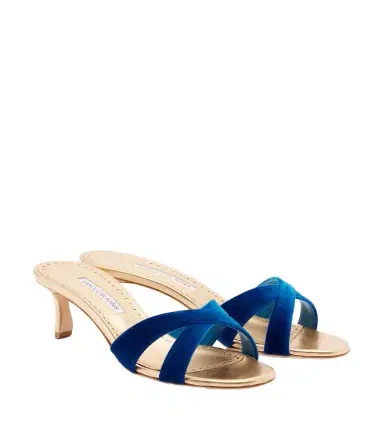 Manolo Blahnik Callydramu velvet mules | Thumbnail 1