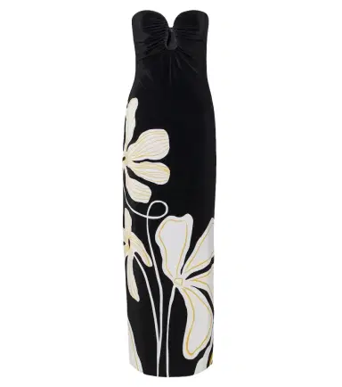 Cala de la Cruz Yves floral strapless velvet maxi dress | Thumbnail 1 Cala de la Cruz Yves floral strapless velvet maxi dress | Thumbnail 1
