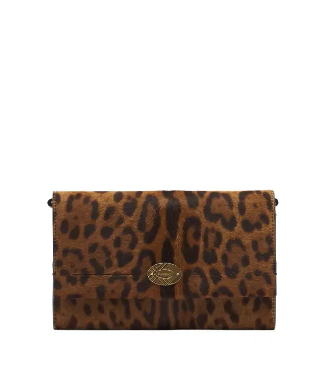 Burberry Leopard-print calf hair wallet on chain