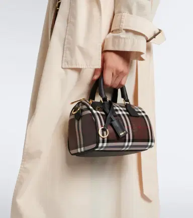 Burberry Check Mini canvas bowling bag | Thumbnail 6 Burberry Check Mini canvas bowling bag | Thumbnail 6