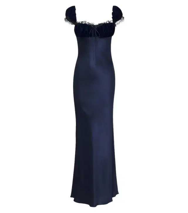Rodarte Lace-trimmed silk satin maxi dress