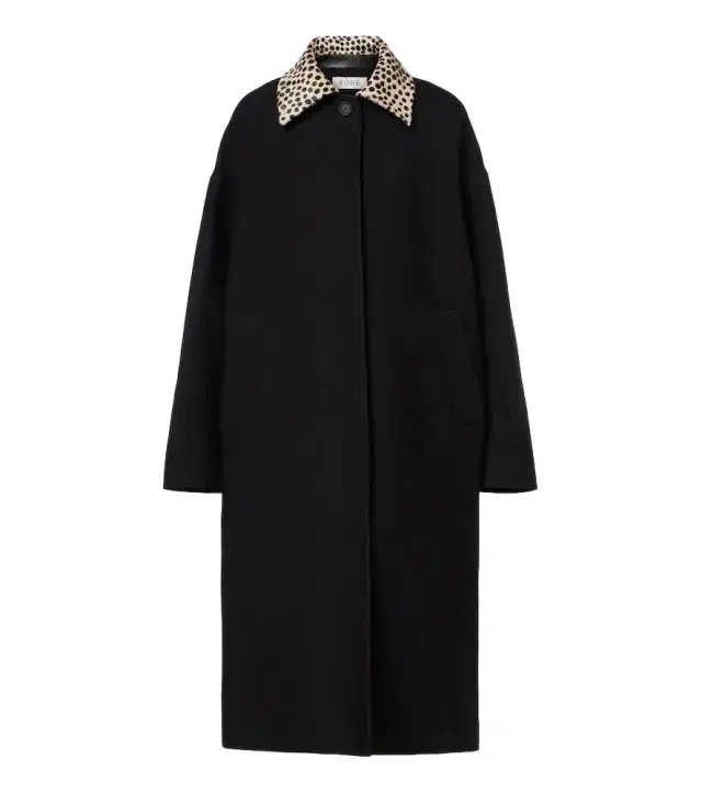 Róhe Calf hair-trimmed virgin wool coat