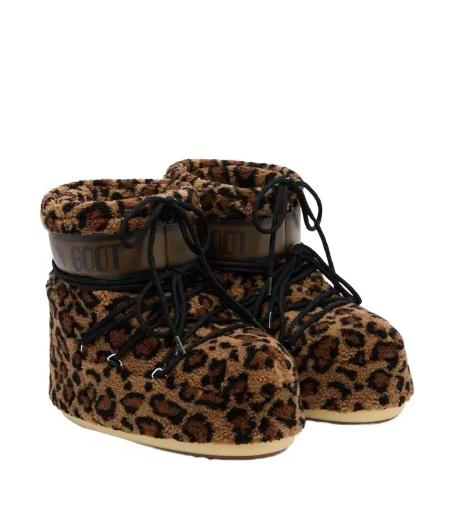 Moon Boot Icon Low leopard-print teddy snow boots