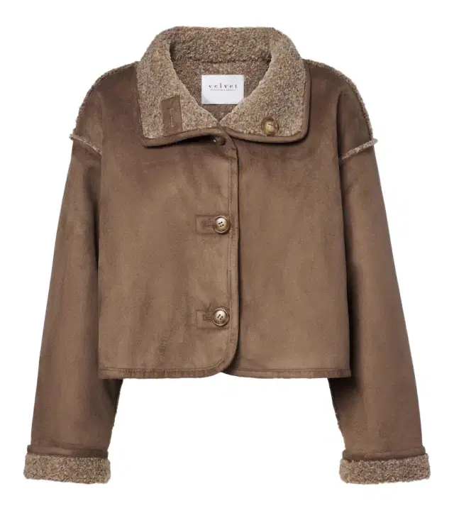 Velvet Esme teddy-lined cropped jacket