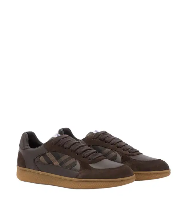 Burberry Check leather and suede sneakers