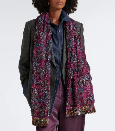 Dries Van Noten Embellished floral scarf | Thumbnail 4