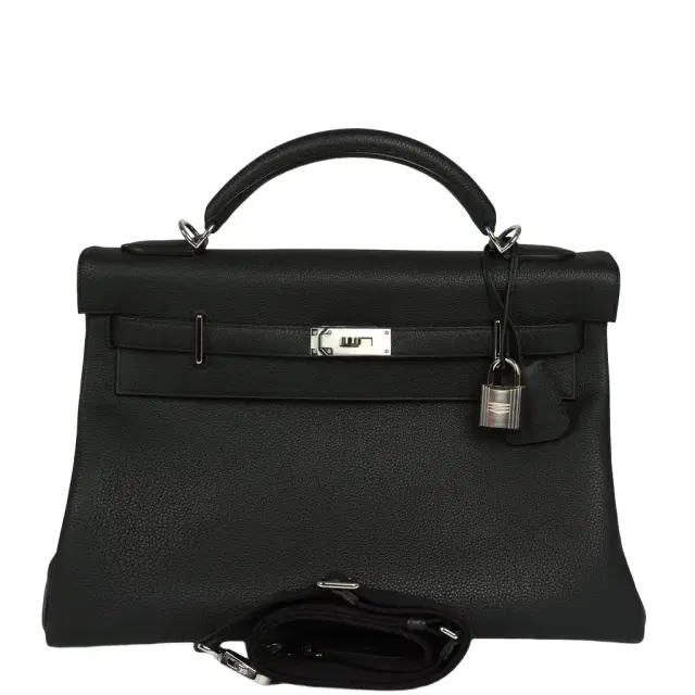 HERMÈS Pre-owned Hermes Kelly 42 Maxi Black Togo Palladium Hardware