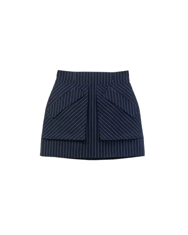 Aknvas The Cherry skirt in navy pinstripe