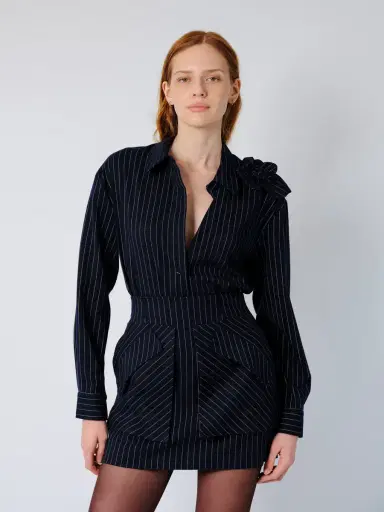 Aknvas The Flor shirt in navy pinstripe | Thumbnail 1 Aknvas The Flor shirt in navy pinstripe | Thumbnail 1