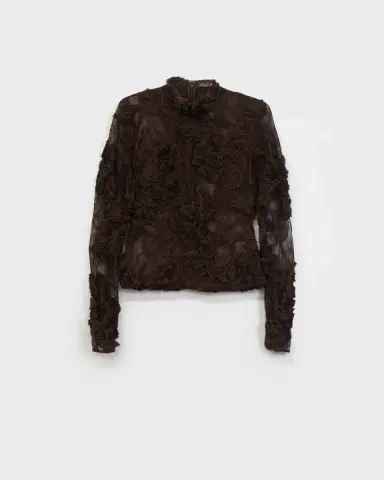 Aknvas The Freja top in dark brown lace | Thumbnail 2