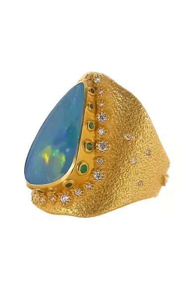 Coomi Opal Diamond Emerald Ring | Thumbnail 2