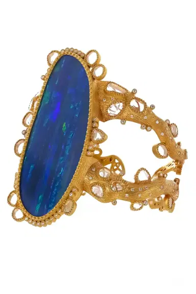 Coomi Blue Opal Diamond Hand Painted Cuff Bracelet | Thumbnail 2