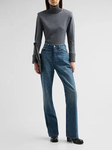 Bottega Veneta Women's Turtleneck Double-Knit Wool Long-Sleeve Sweater | Thumbnail 2