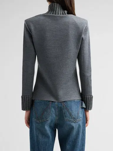 Bottega Veneta Women's Turtleneck Double-Knit Wool Long-Sleeve Sweater | Thumbnail 3