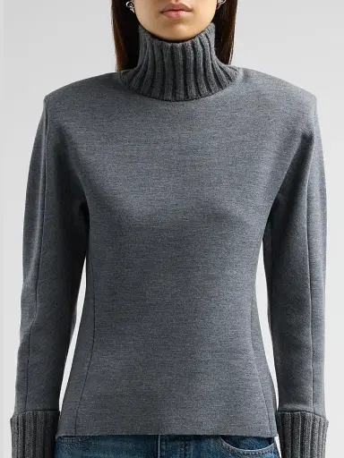 Bottega Veneta Women's Turtleneck Double-Knit Wool Long-Sleeve Sweater | Thumbnail 5