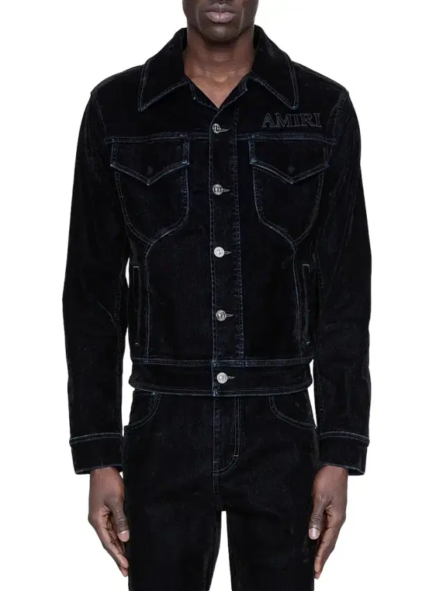 AMIRI Men's Vintage-Cut Flock Denim Jacket