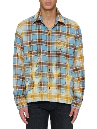 AMIRI Men's MA Quad Flames Flannel Shirt | Thumbnail 1 AMIRI Men's MA Quad Flames Flannel Shirt | Thumbnail 1