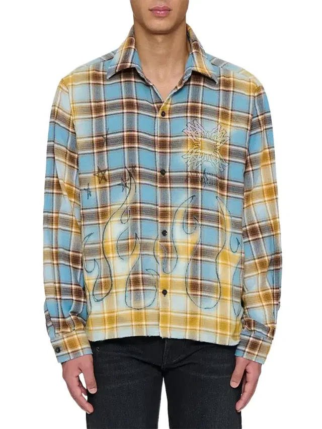 AMIRI Men's MA Quad Flames Flannel Shirt