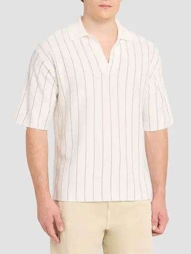 Helmut Lang Men's Striped Terry Polo Shirt | Thumbnail 4 Helmut Lang Men's Striped Terry Polo Shirt | Thumbnail 4