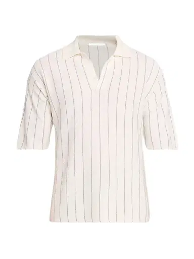 Helmut Lang Men's Striped Terry Polo Shirt | Thumbnail 1 Helmut Lang Men's Striped Terry Polo Shirt | Thumbnail 1