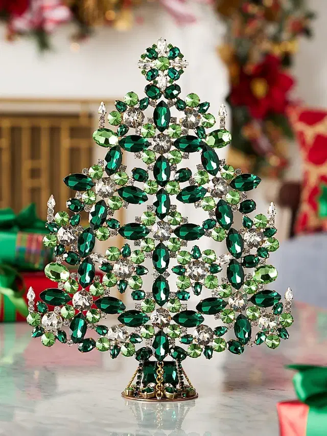 Exclusively Ours Goldtone & Glass Tabletop Christmas Tree