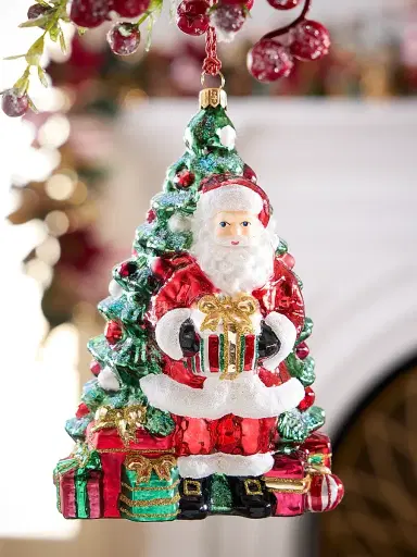 Glassware Art Studio With Best Wishes From Santa Glass Ornament | Thumbnail 1