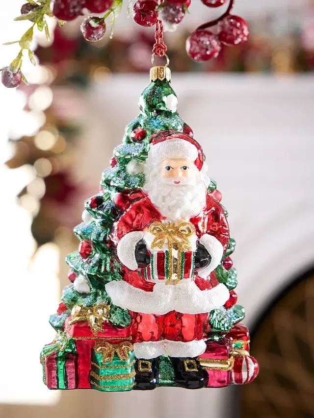 Glassware Art Studio With Best Wishes From Santa Glass Ornament