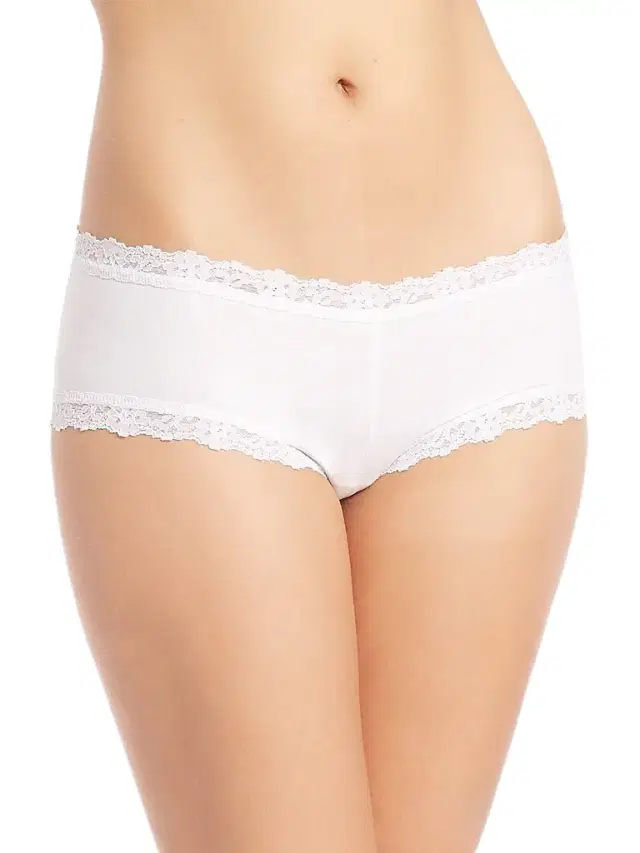 Hanky Panky Women's Lace-Trim Organic Cotton Boyshorts