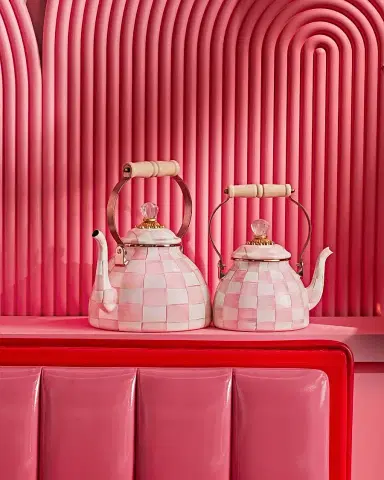 MacKenzie-Childs Rosy Check Enamel Tea Kettle | Thumbnail 3