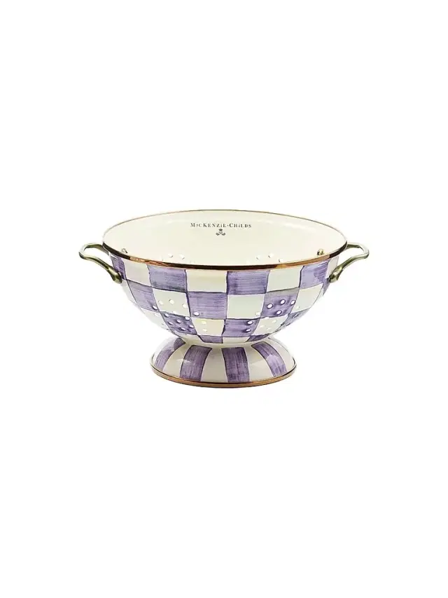 MacKenzie-Childs Violet Check Large Colander