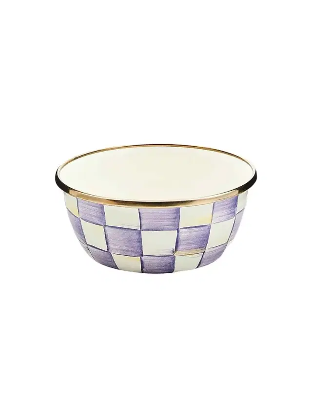 MacKenzie-Childs Violet Check Pinch Bowl
