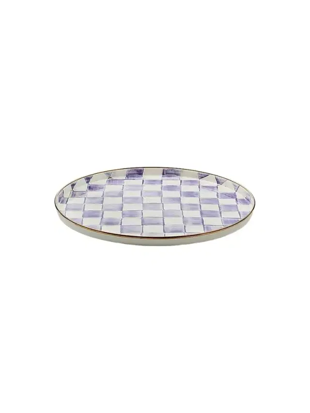 MacKenzie-Childs Violet Check Round Tray