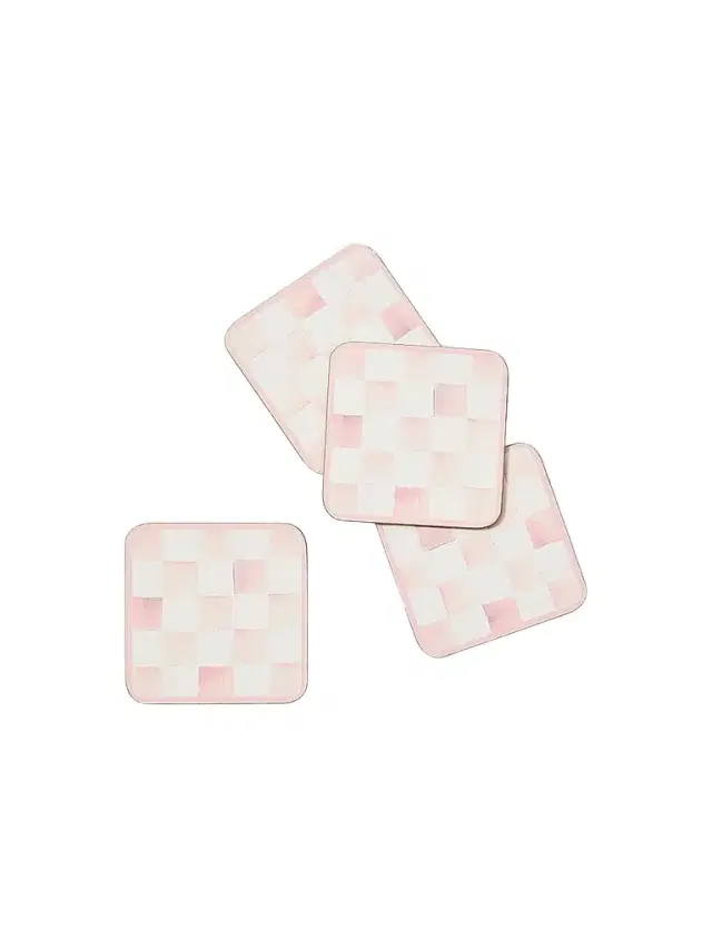 MacKenzie-Childs Rosy Check Cork Coasters 4-Piece Set