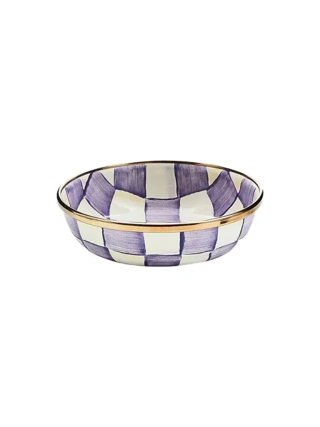 MacKenzie-Childs Violet Check Relish Dish