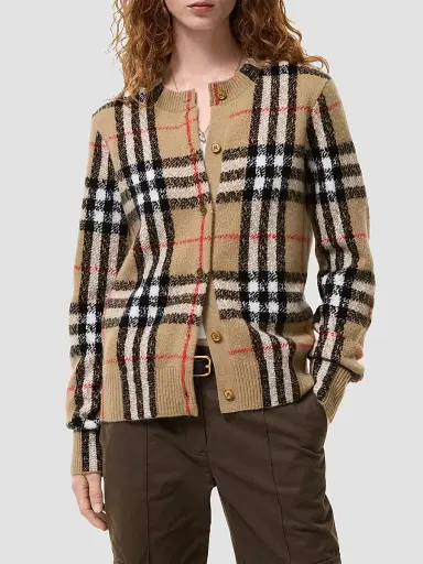 Burberry Women's Check Cashmere Cardigan | Thumbnail 2 Burberry Women's Check Cashmere Cardigan | Thumbnail 2