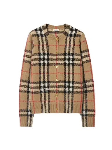 Burberry Women's Check Cashmere Cardigan | Thumbnail 1 Burberry Women's Check Cashmere Cardigan | Thumbnail 1