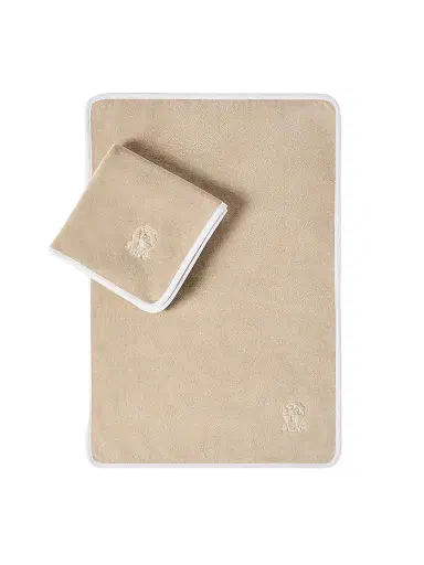 Brunello Cucinelli 2 Piece Cotton Terrycloth Towel Set with Embroidery | Thumbnail 1 Brunello Cucinelli 2 Piece Cotton Terrycloth Towel Set with Embroidery | Thumbnail 1