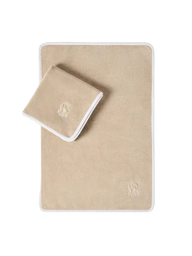 Brunello Cucinelli 2 Piece Cotton Terrycloth Towel Set with Embroidery