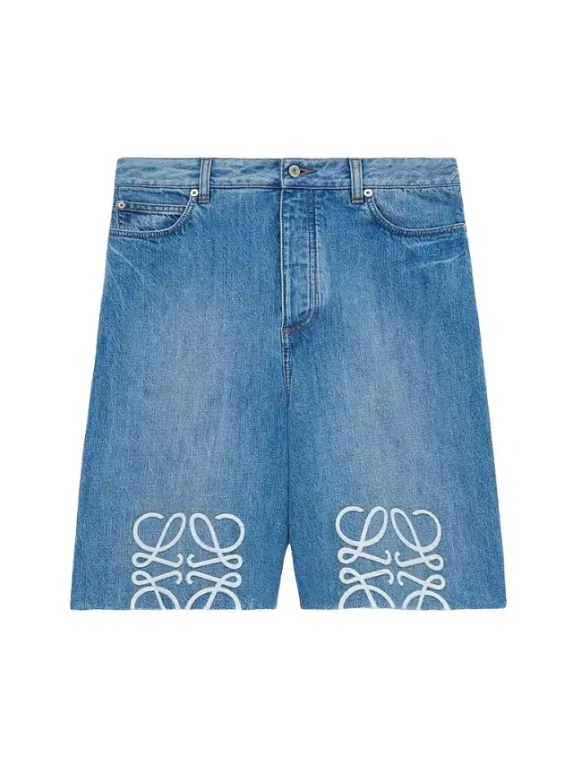 Loewe Men's Anagram Denim Shorts