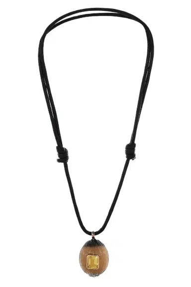 DEZSO BY SARA BELTRÁN Lemon Quartz Shell Cord Necklace | Thumbnail 1 DEZSO BY SARA BELTRÁN Lemon Quartz Shell Cord Necklace | Thumbnail 1