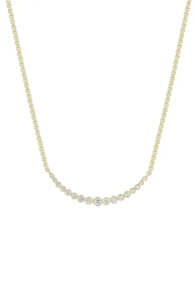 Zoë Chicco Diamond Graduating Bezel Box Chain Necklace
