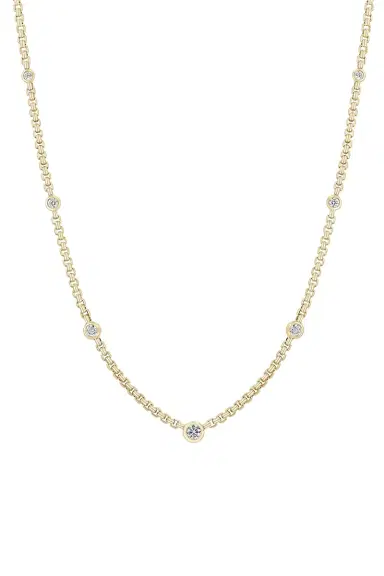 Zoë Chicco Diamond Floating Box Chain Station Necklace | Thumbnail 1 Zoë Chicco Diamond Floating Box Chain Station Necklace | Thumbnail 1
